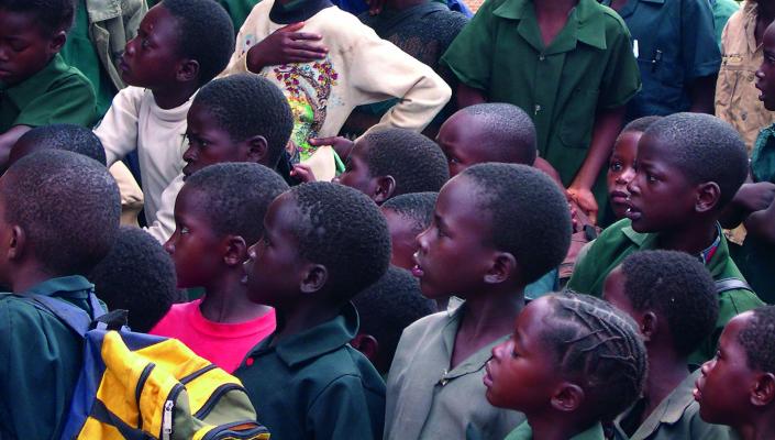 a group of school-age kids in Macha, Zambia