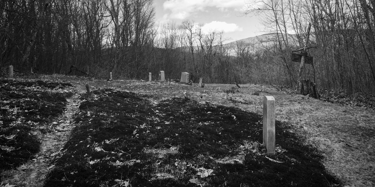 black and white photo of a cemetery