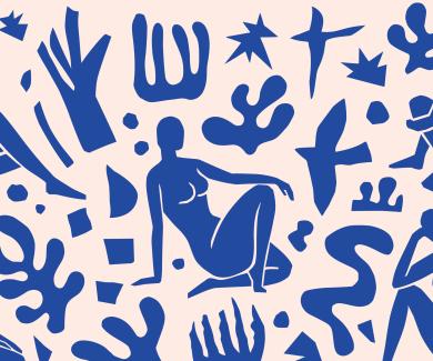 Henri Matisse-like female figure cutouts in different poses.